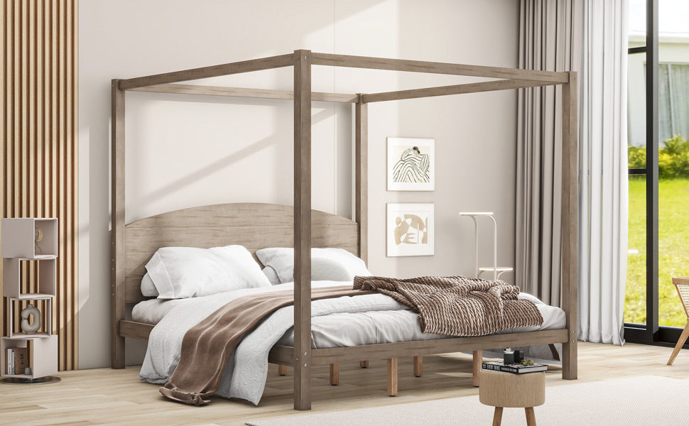 King Size Canopy Platform Bed 