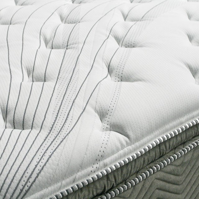 STORMIN White/Gray 13" Euro Pillow Top Mattress, E.King - Time 2 Sleep (West Covina, CA)