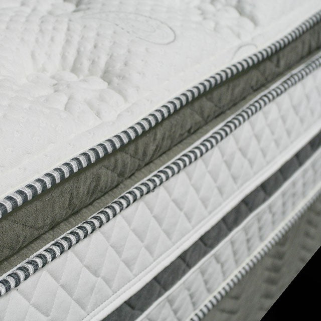 SIDDALEE White/Gray 16" Euro Pillow Top Mattress, Queen - Time 2 Sleep (West Covina, CA)