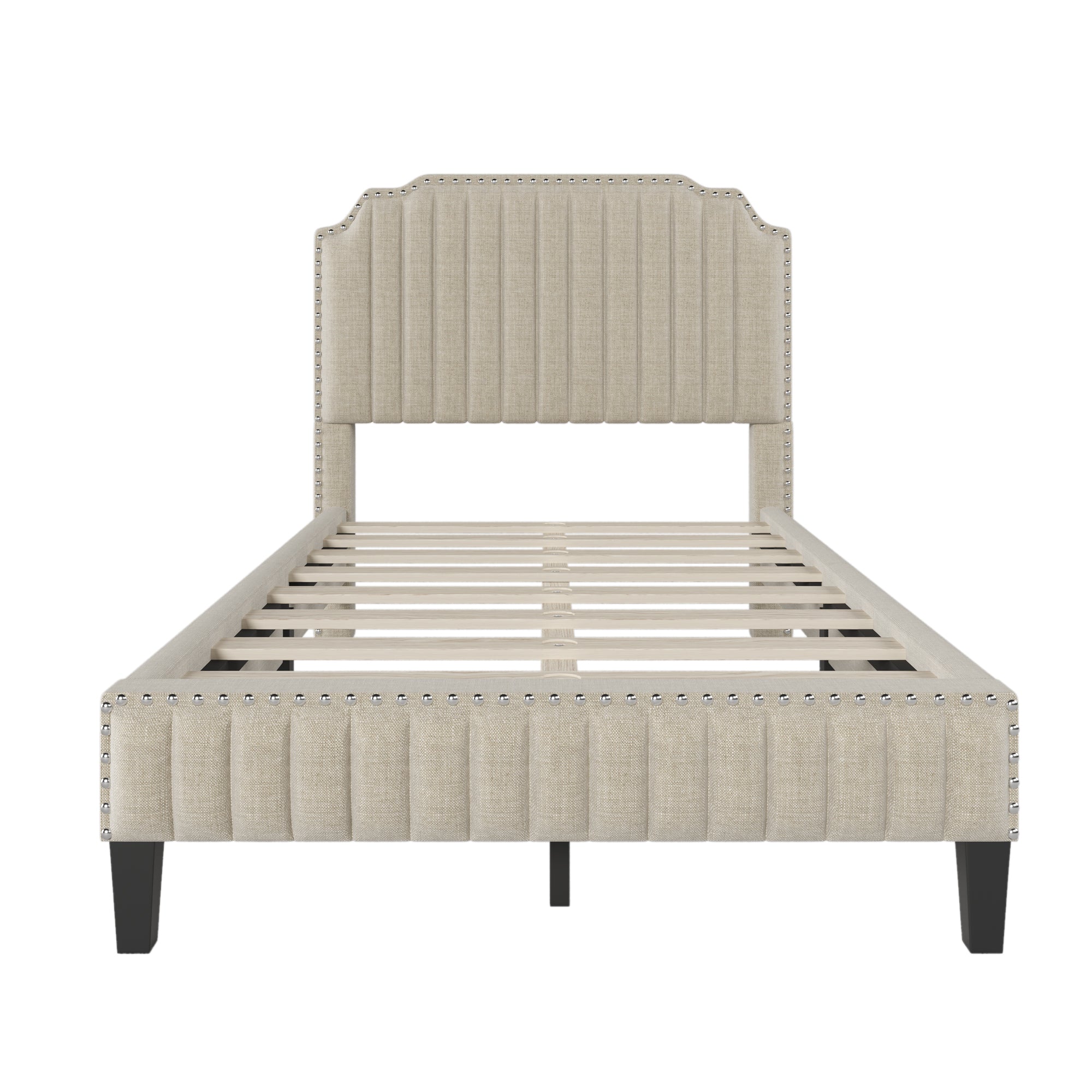 Curved Upholstered Platform Bed