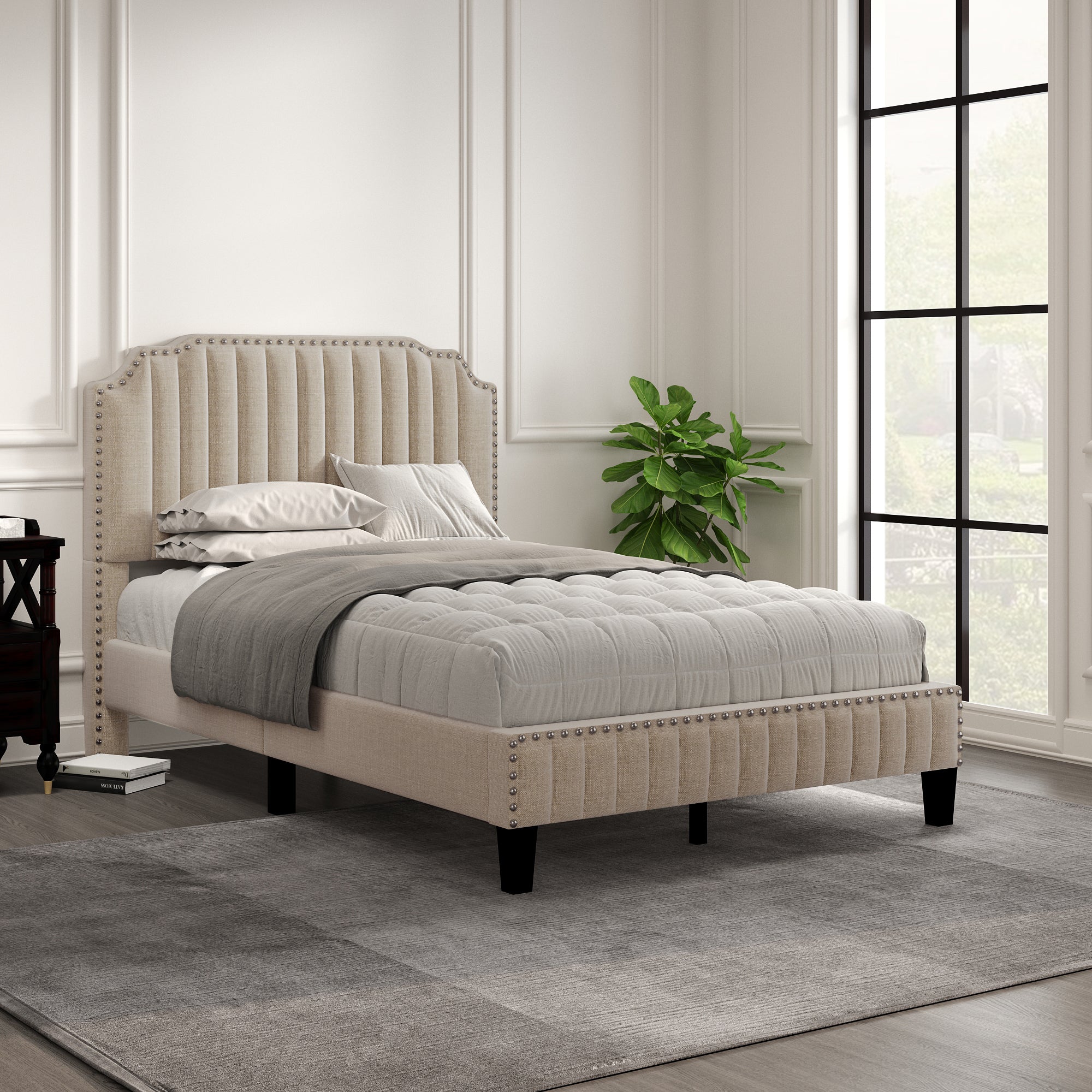 Curved Upholstered Platform Bed