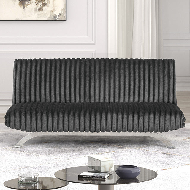 Villeneuve Futon Sofa Bed Black, Pink, & Grey - Time 2 Sleep (West Covina, CA)