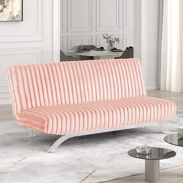 Villeneuve Futon Sofa Bed Black, Pink, & Grey - Time 2 Sleep (West Covina, CA)