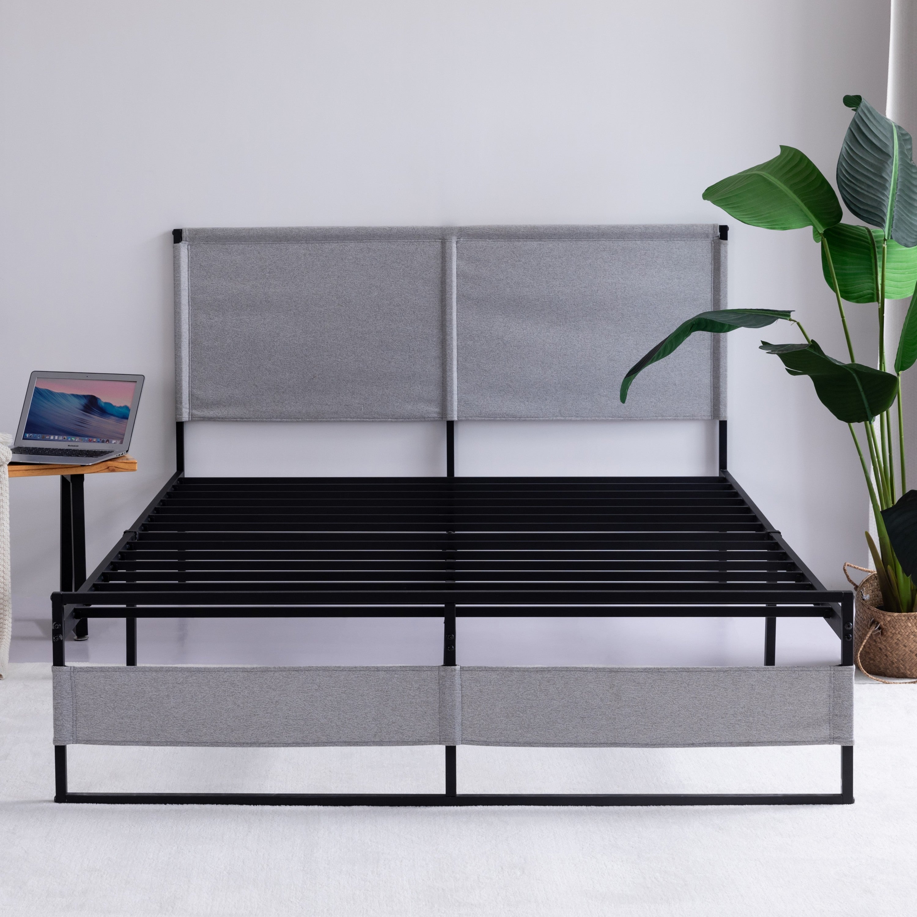 V4 Metal Bed Frame 14 Inch King Size with Headboard and Footboard, Mattress Platform with 12 Inch Storage Space