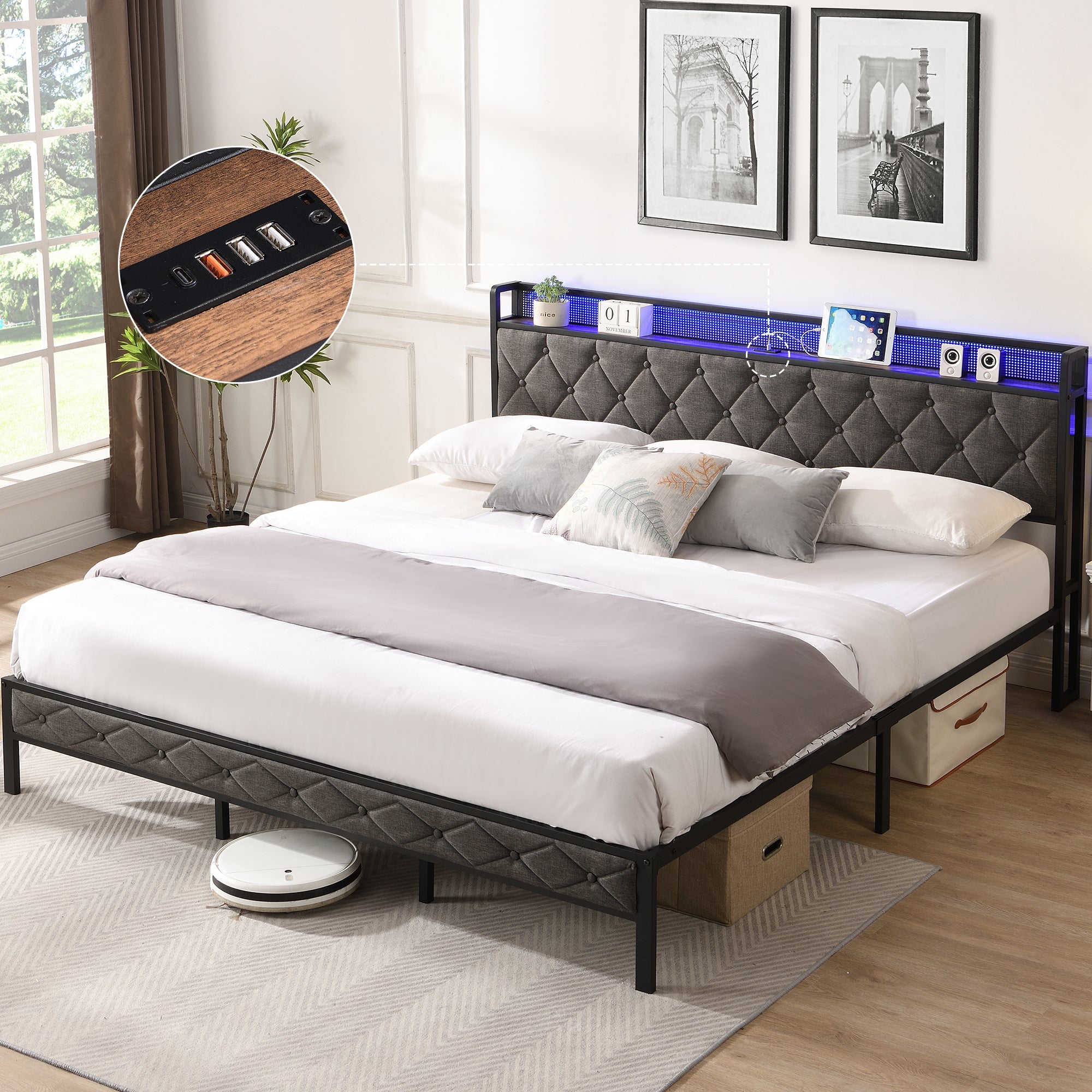 King Size Platform Bed Frame 