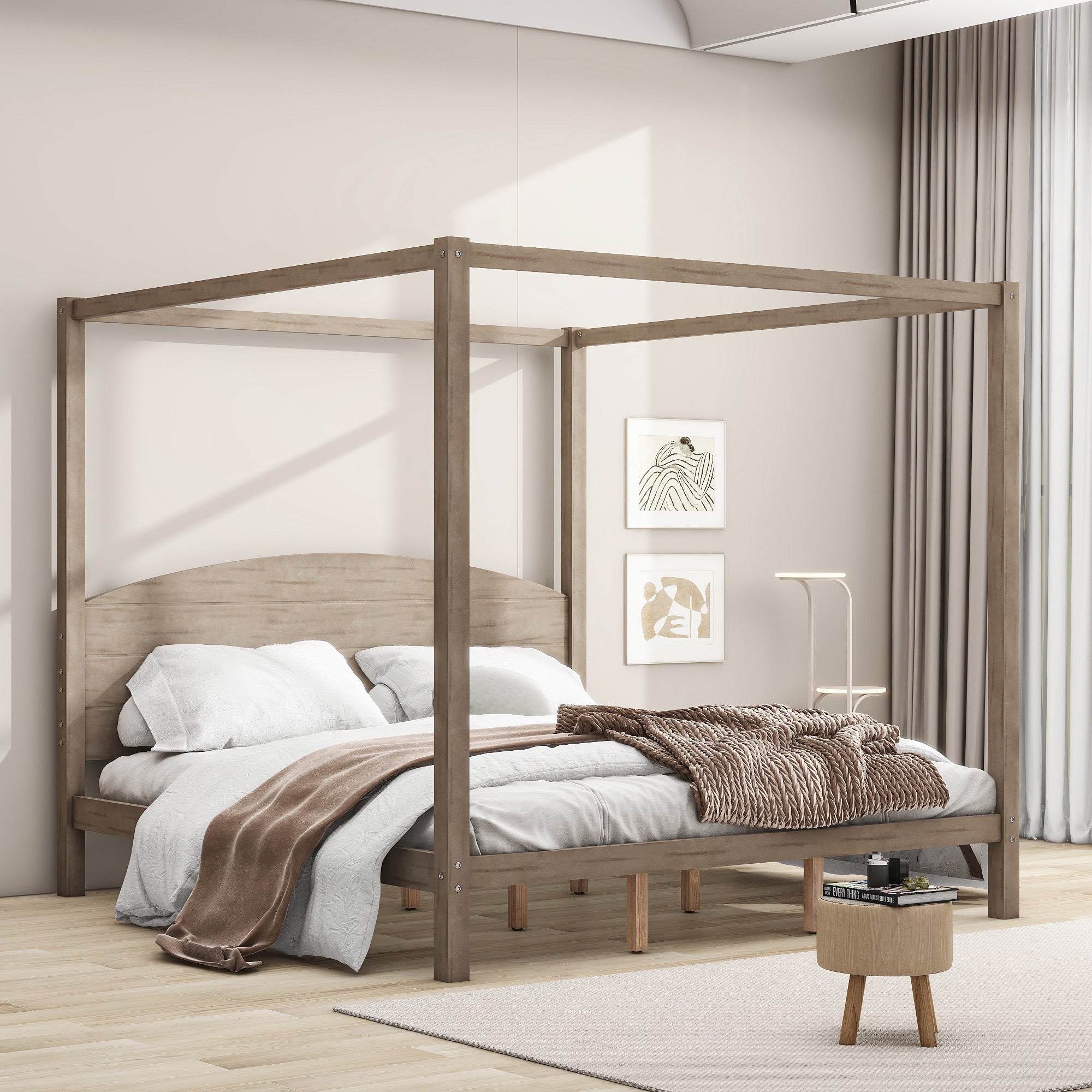 King Size Canopy Platform Bed 