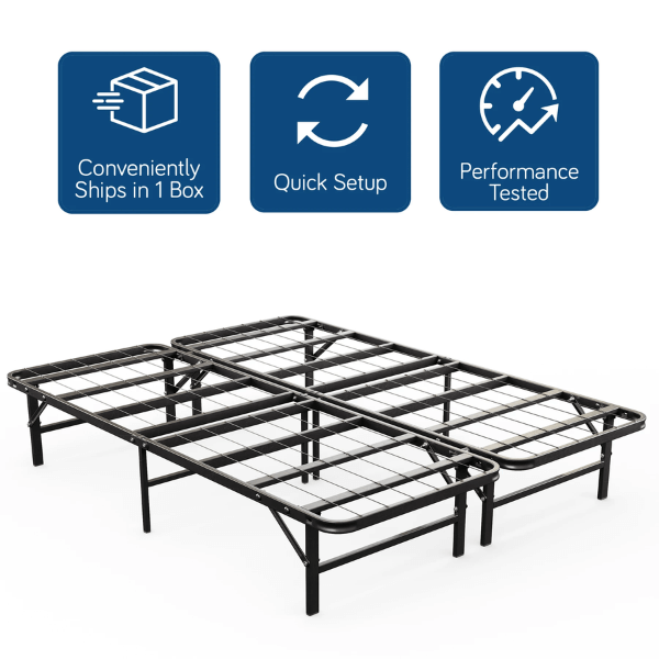 Product description Keep your mattress supported while maximizing your under bed storage. This frame is lightweight, durable and easy to assemble. -14" frame with sleek design for maximum storage -Convenient